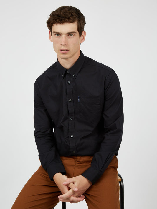 Organic Oxford Long Sleeve Shirt - Barely Black