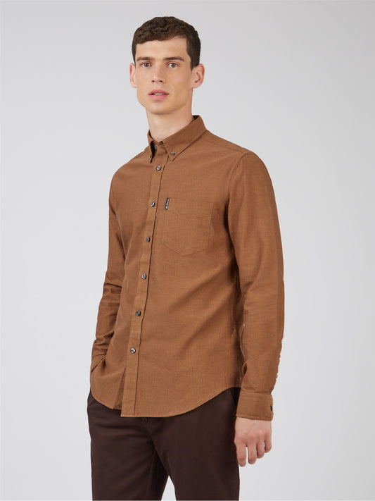 Organic Oxford Long Sleeve Shirt - Light Brown