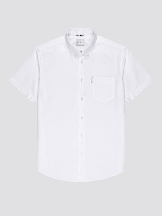Signature Cotton Oxford Short Sleeve Shirt - White