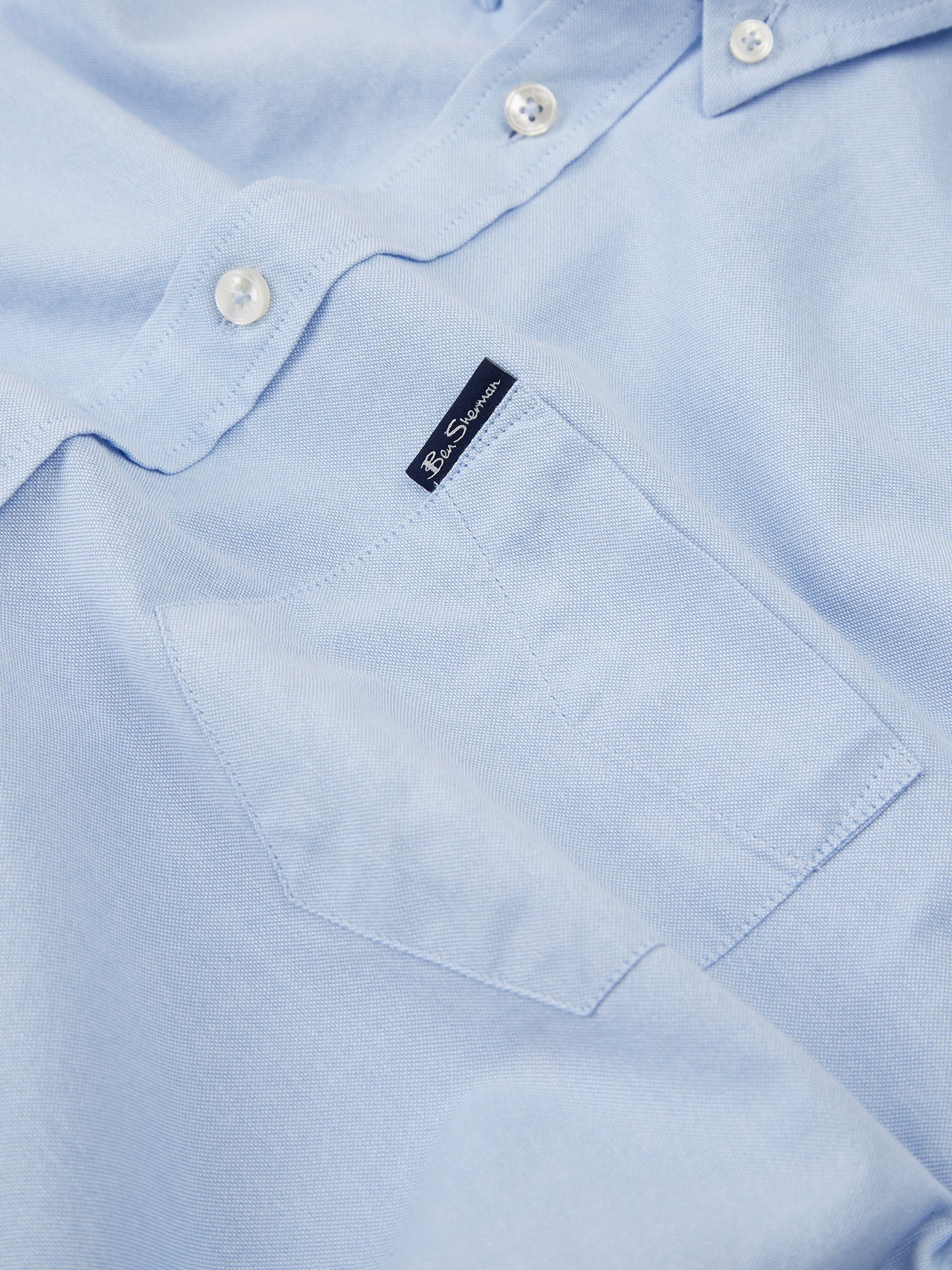 Organic Cotton Short Sleeve Oxford Shirt - Sky Blue