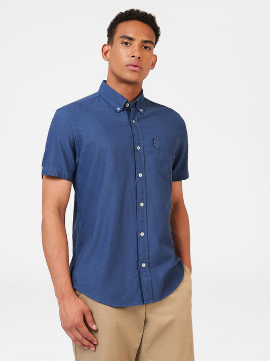 Signature Cotton Oxford Short Sleeve Shirt - Riviera Blue