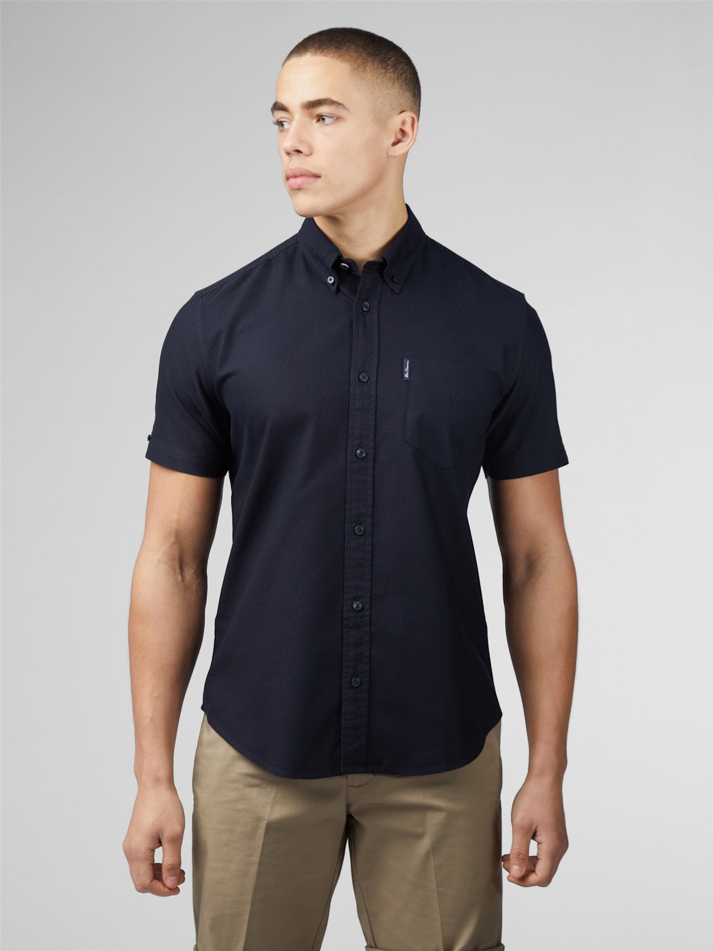Organic Cotton Short Sleeve Oxford Shirt - Black