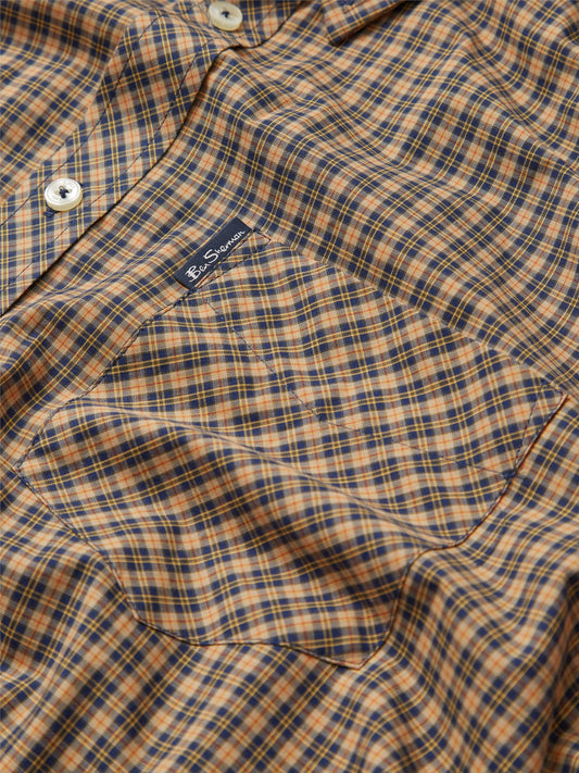 BigMens - Beige Mini Mod Check Shirt