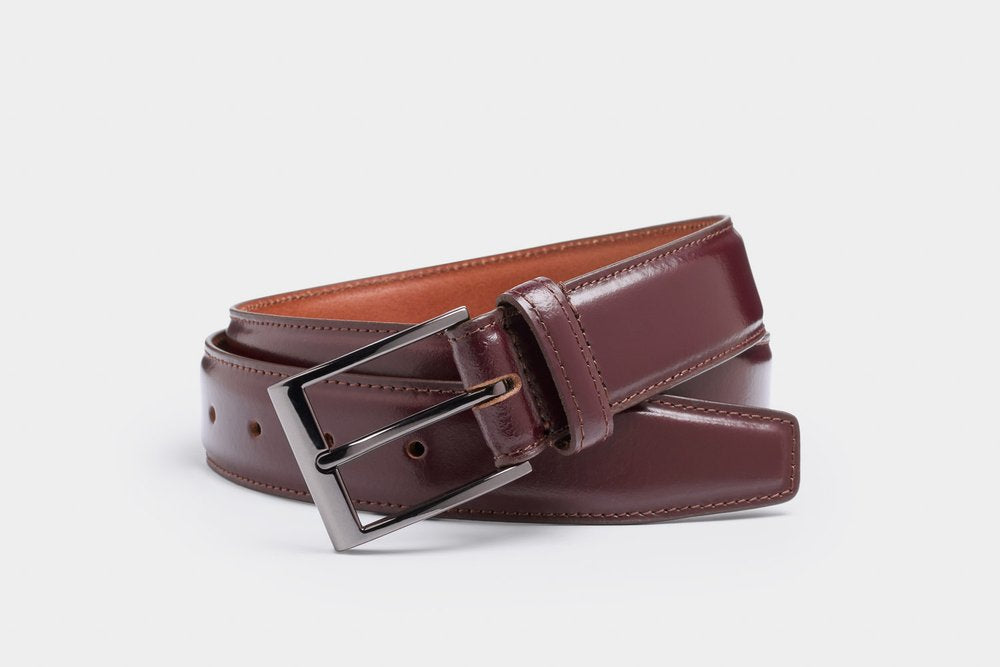 IBEX - 35mm Stitched Edge Leather Belt - Burgundy