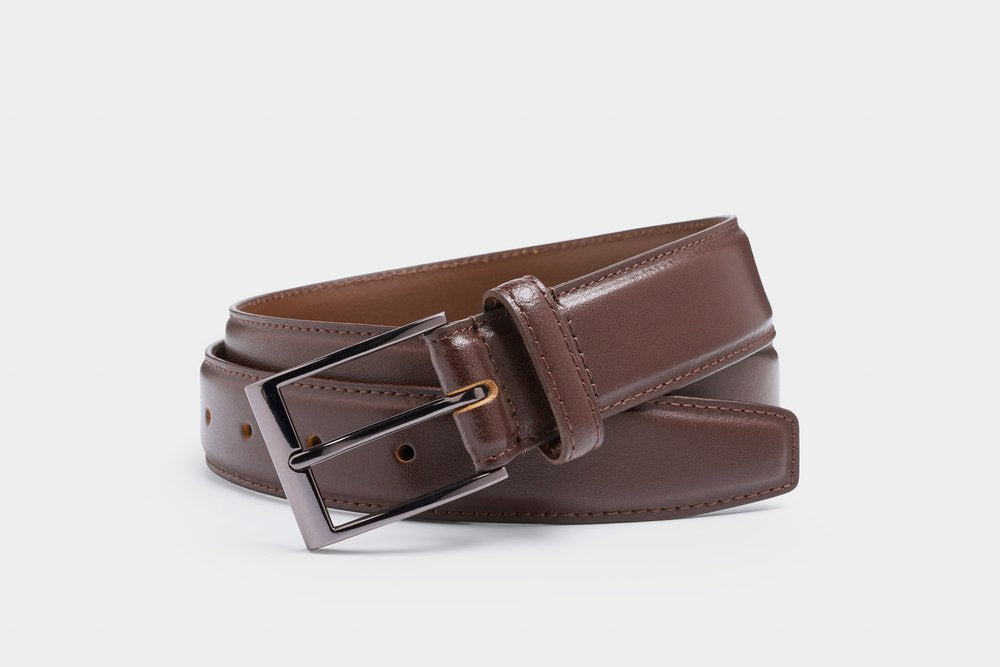 IBEX - 35mm Stitched Edge Leather Belt - Brown