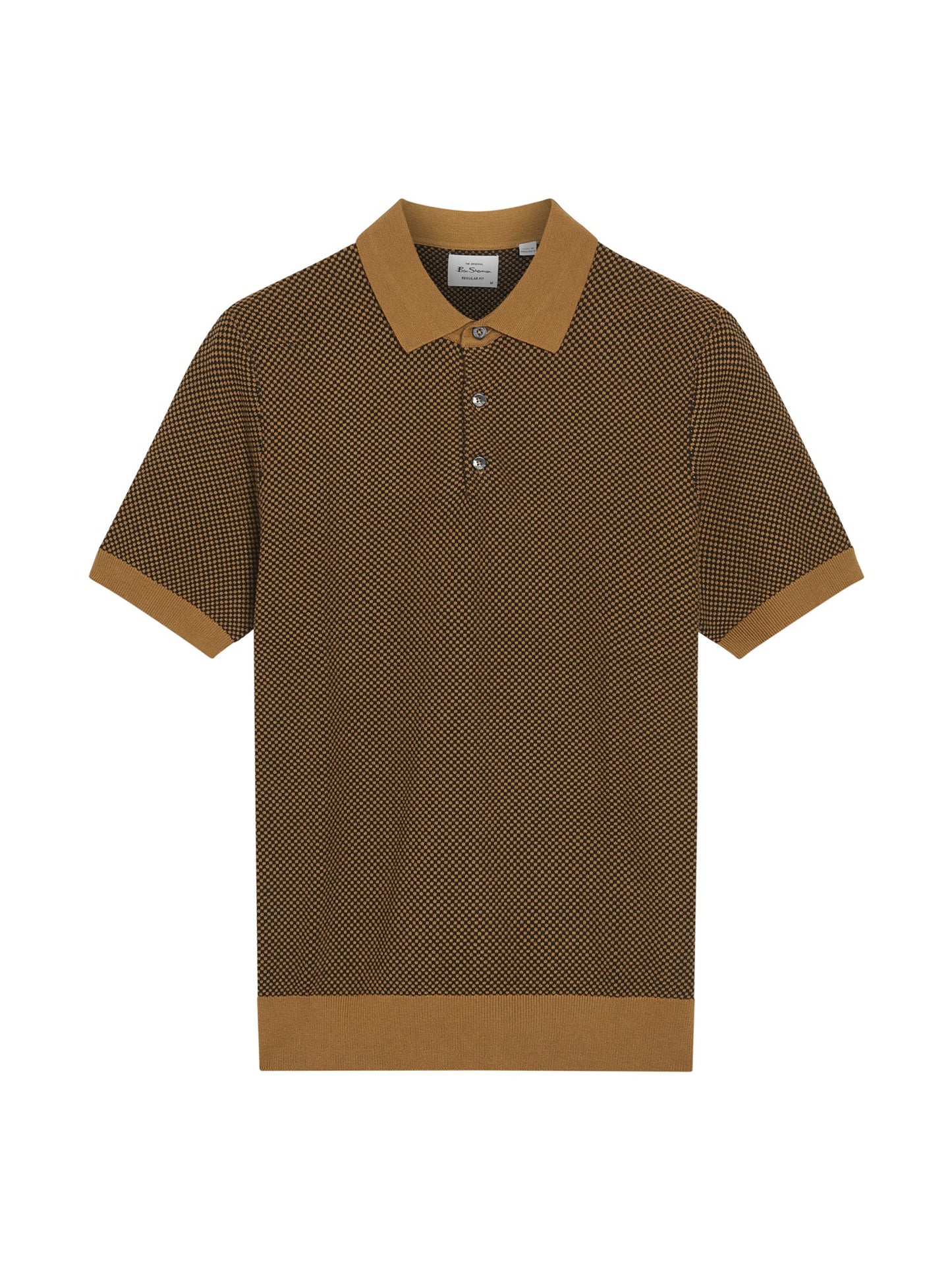 Bi Coloured Textured Polo in Camel