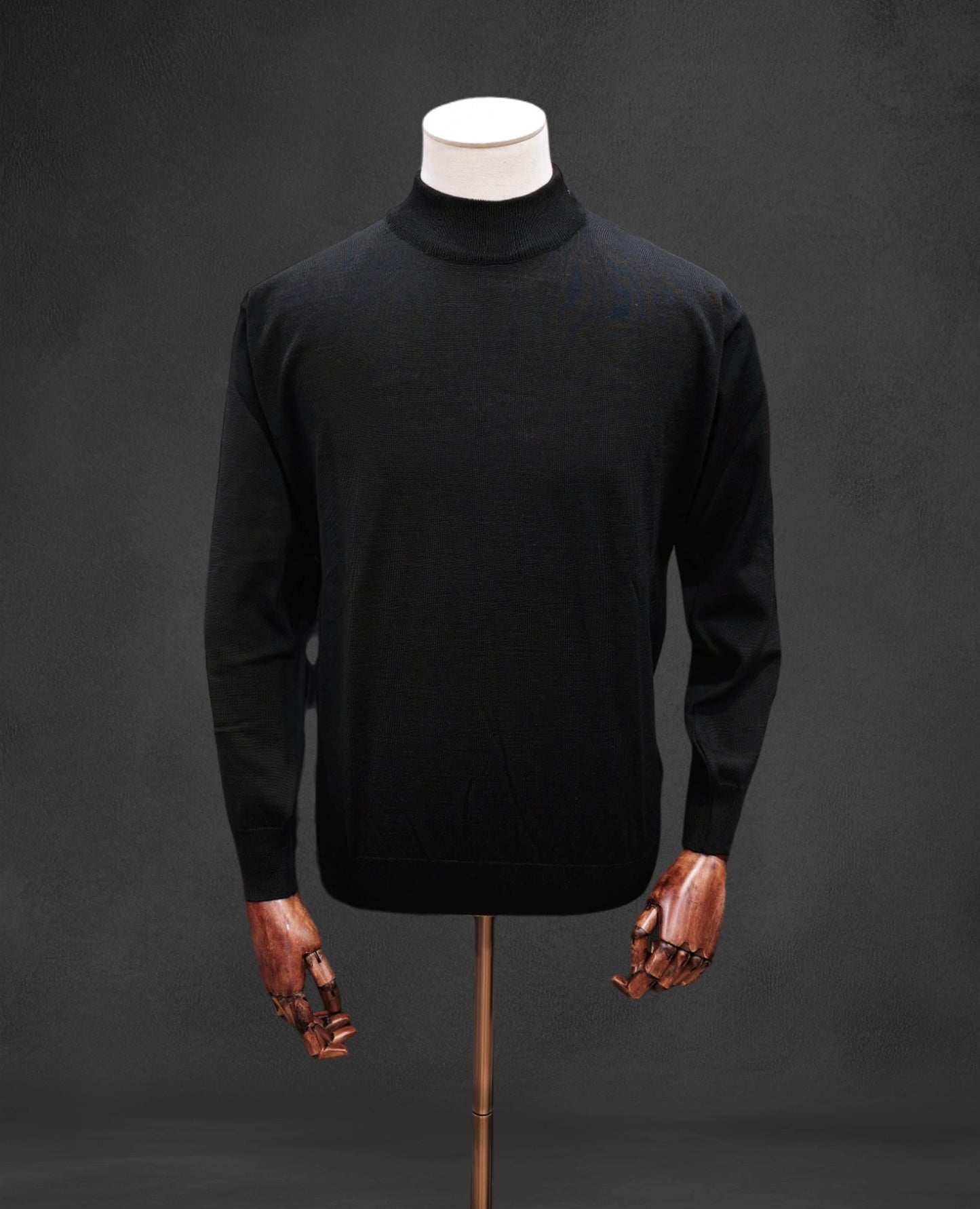 Italian Merino-Blend Turtle Neck Jumper - Black