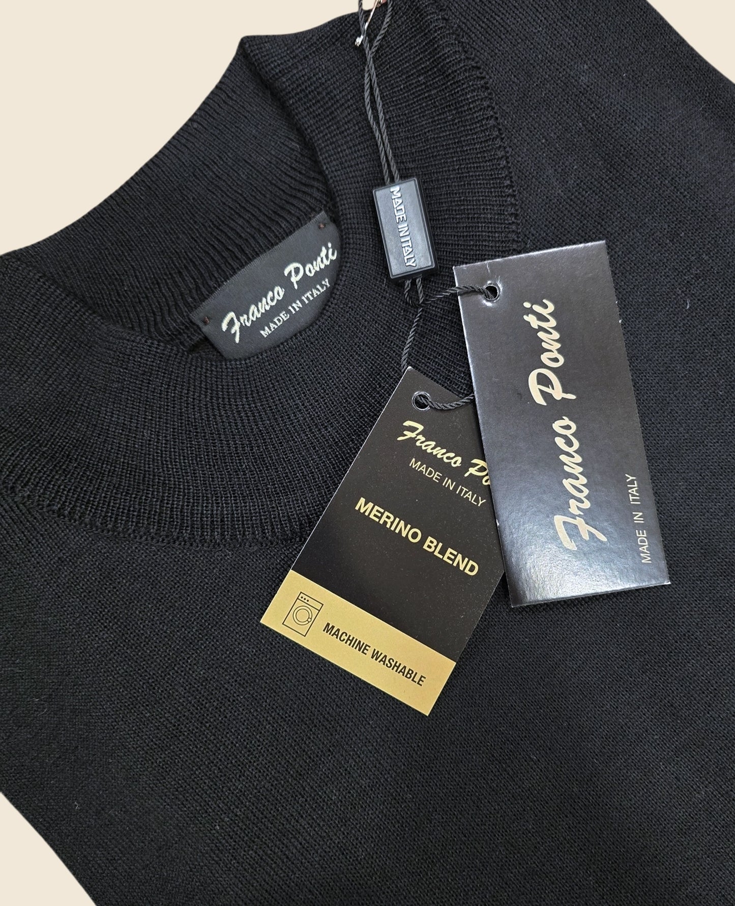 Italian Merino-Blend Turtle Neck Jumper - Black