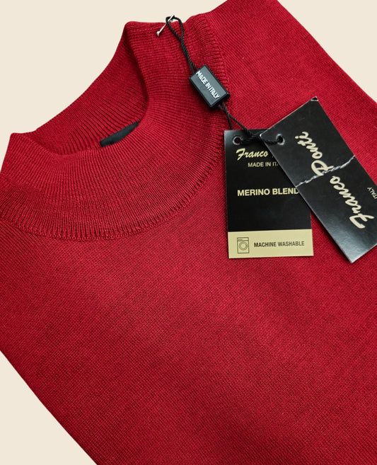 Italian Merino-Blend Turtle Neck Jumper - Burgundy