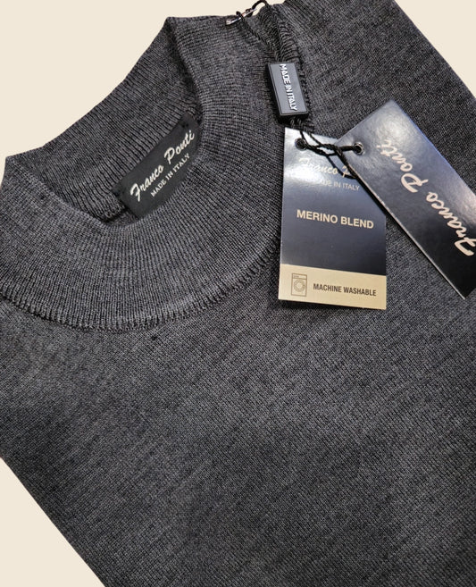Italian Merino-Blend Turtle Neck Jumper - Charcoal