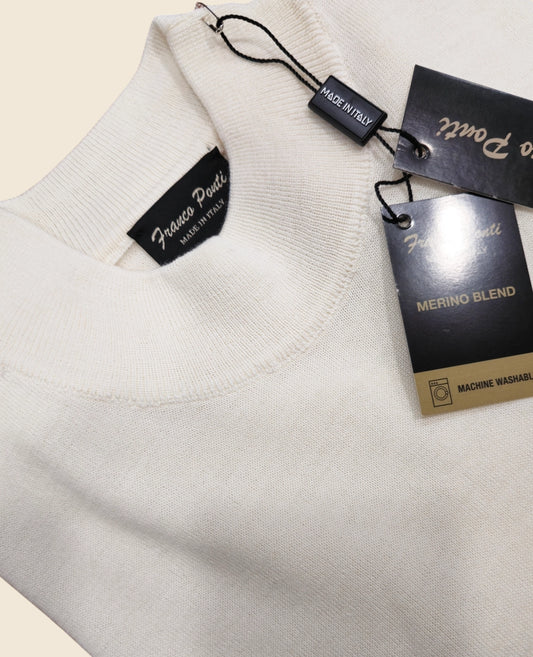 Italian Merino-Blend Turtle Neck Jumper - Ecru