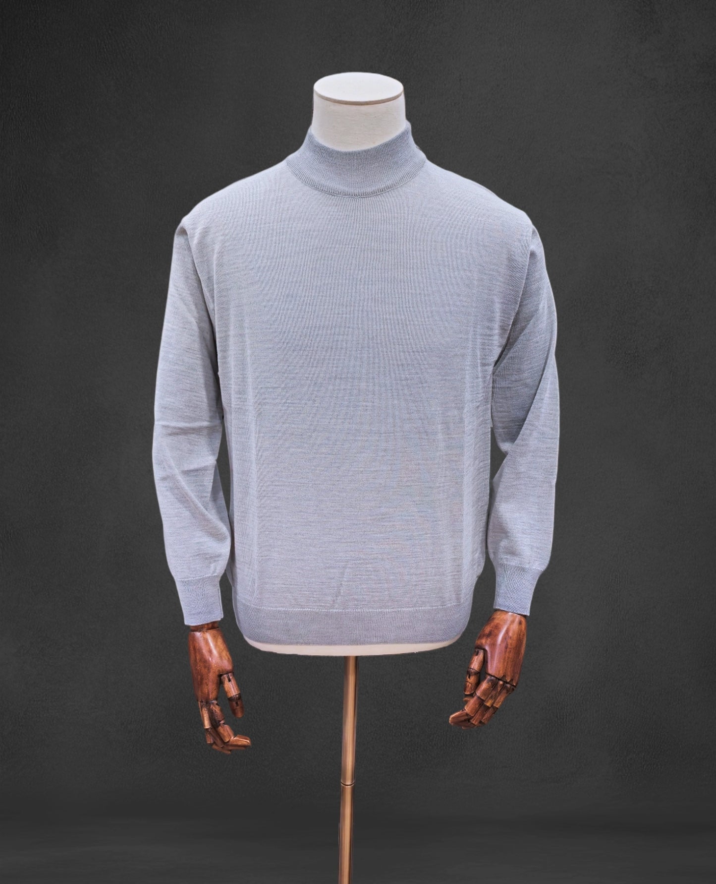 Italian Merino-Blend Turtle Neck Jumper - Silver