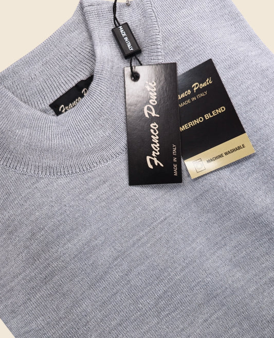 Italian Merino-Blend Turtle Neck Jumper - Silver