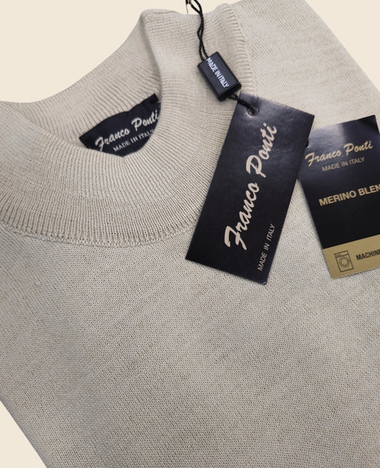Italian Merino-Blend Turtle Neck Jumper - Tan