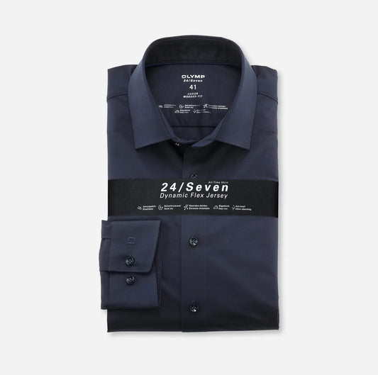 24/7 Jersey Stretch Long Sleeve Shirt - Navy