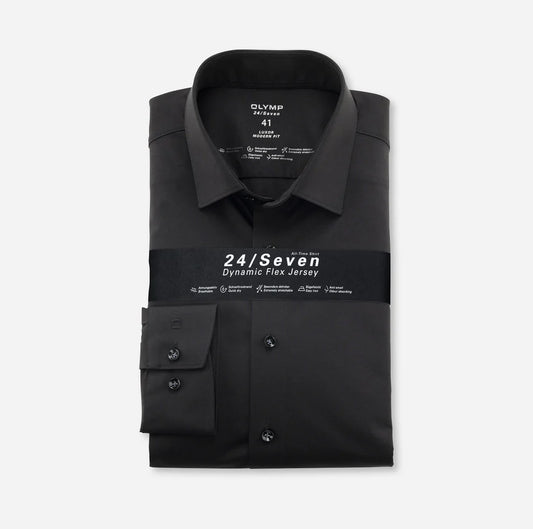 24/7 Jersey Stretch Long Sleeve Shirt - Black