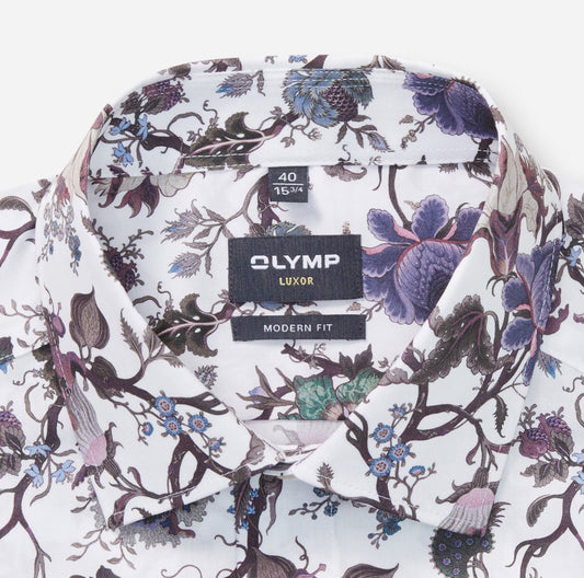 OLYMP Modern Fit Floral Shirt - White