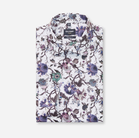 OLYMP Modern Fit Floral Shirt - White