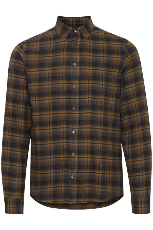 Soft Brushed-Cotton Check Shirt - Brown