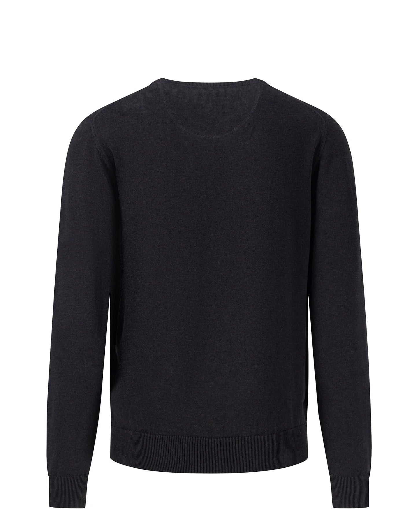 FINELY KNITTED V-NECK COTTON SWEATER - Black