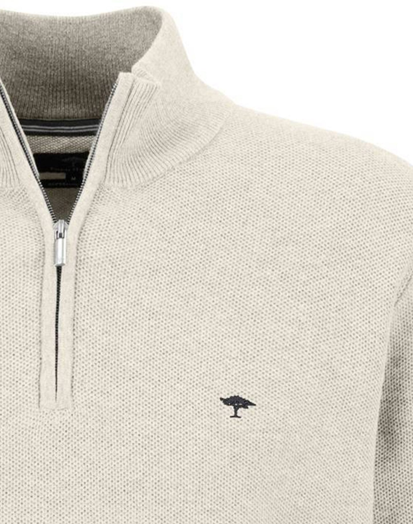 Super-soft Cotton Quarter Zip - Textured Off-white