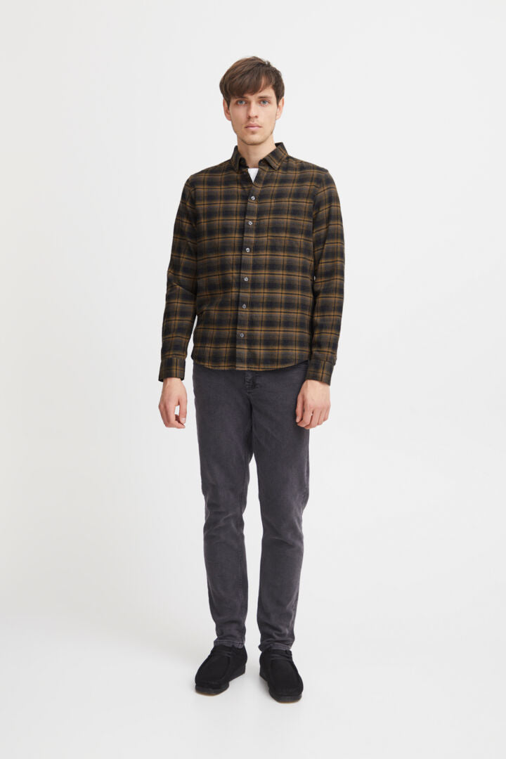 Soft Brushed-Cotton Check Shirt - Brown