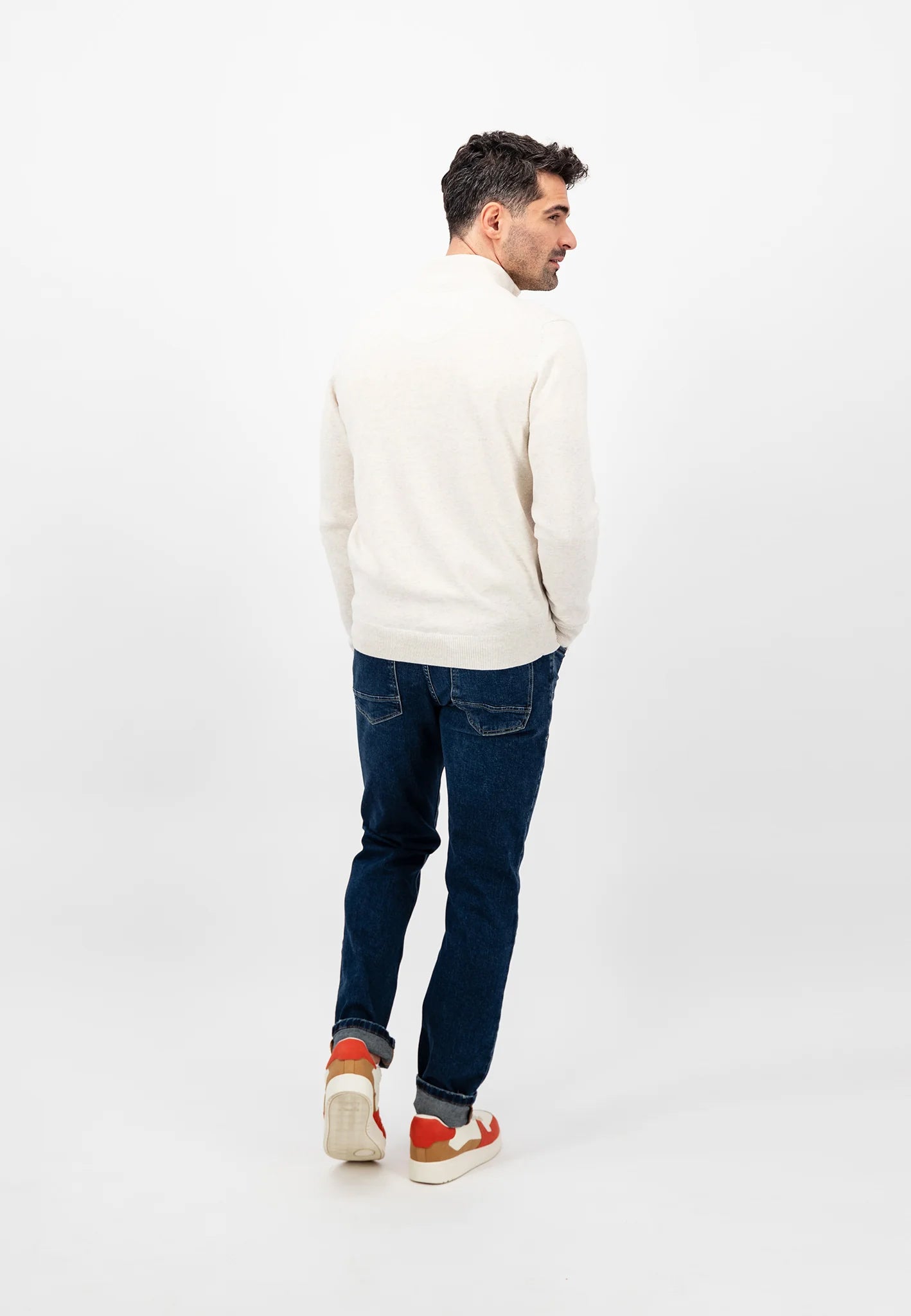 Super-soft Cotton Quarter Zip - Off-White