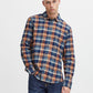Brushed-cotton Check Shirt - Navy/ Orange