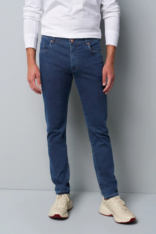 M5 Slim Clean Dark Denim - Rainbow Stitch