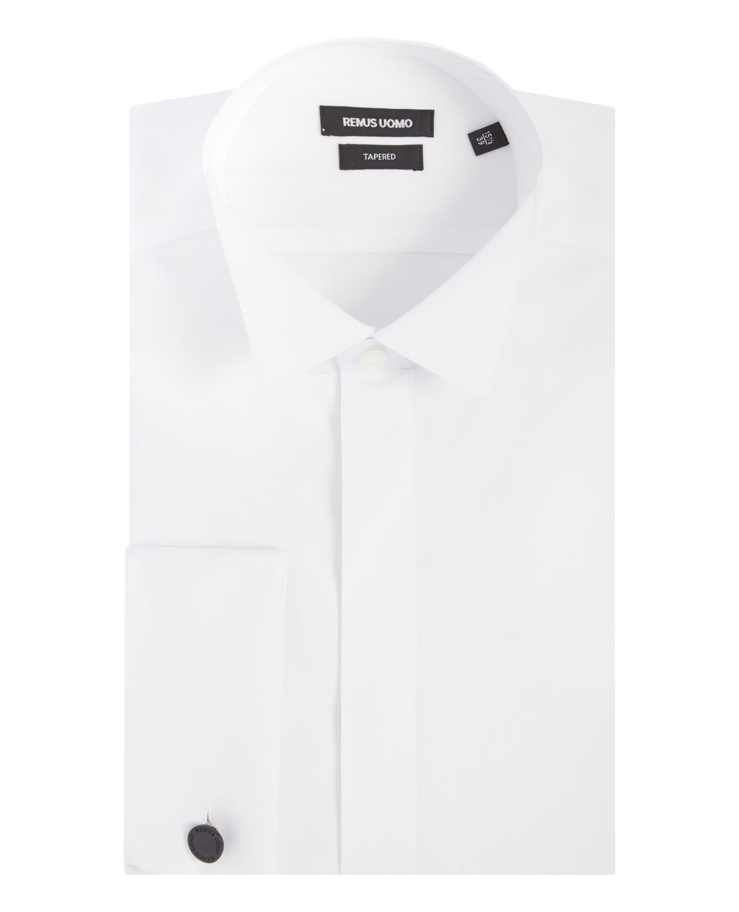 Tapered Fit Wing Collar Double Cuff Shirt - White