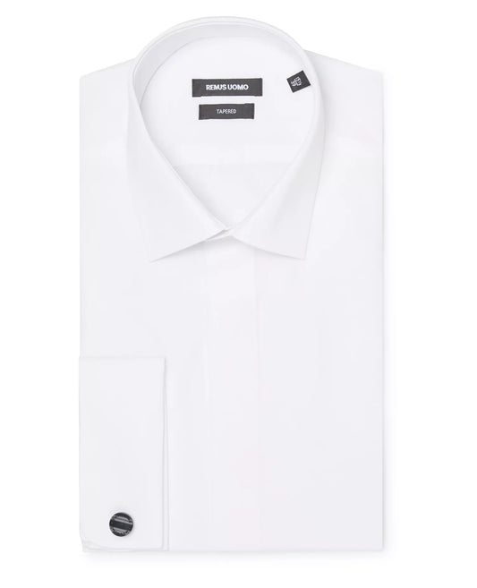 Tapered Fit Double Cuff Shirt - White