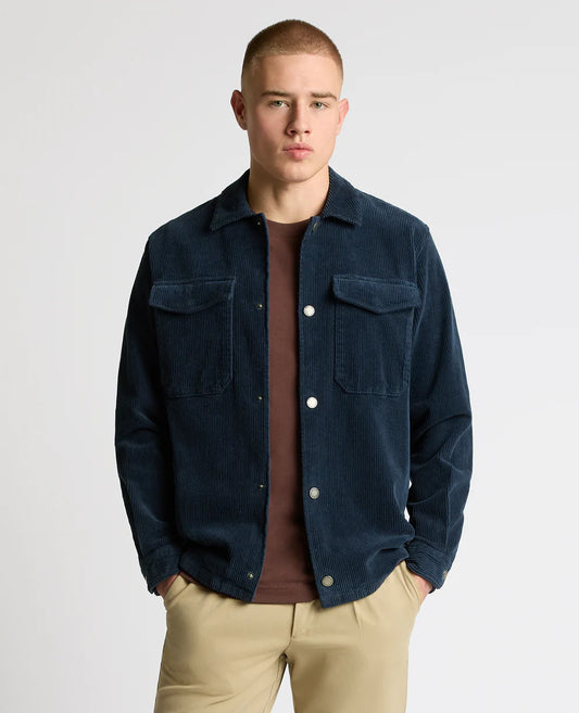 Regular Fit Corduroy Shacket - Dark Blue