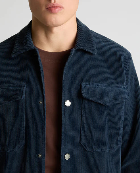Regular Fit Corduroy Shacket - Dark Blue