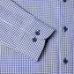 Brushed Cotton Button-Down Long-Sleeve Shirt - Blue Puppytooth Check