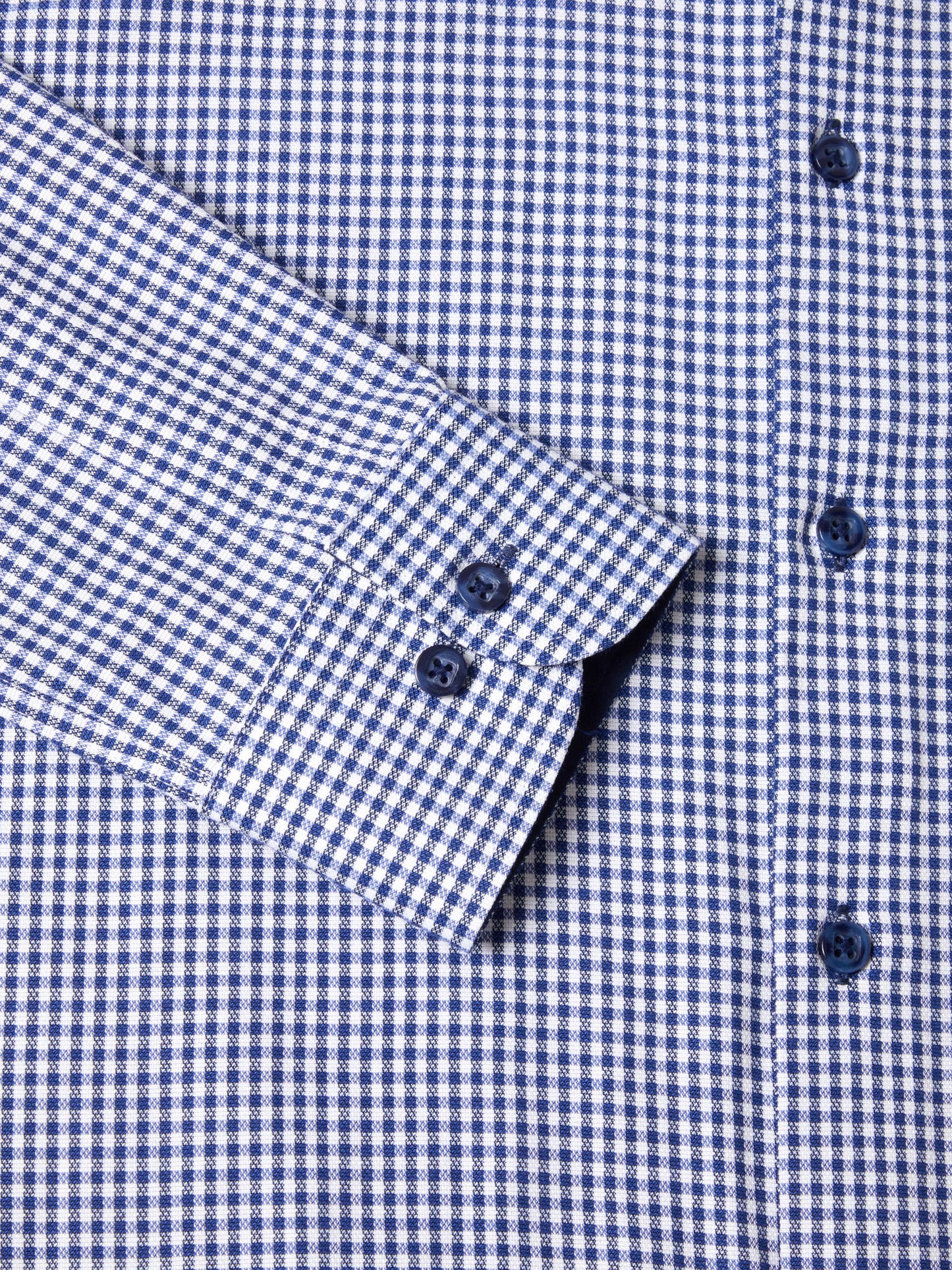 Brushed Cotton Button-Down Long-Sleeve Shirt - Blue Puppytooth Check
