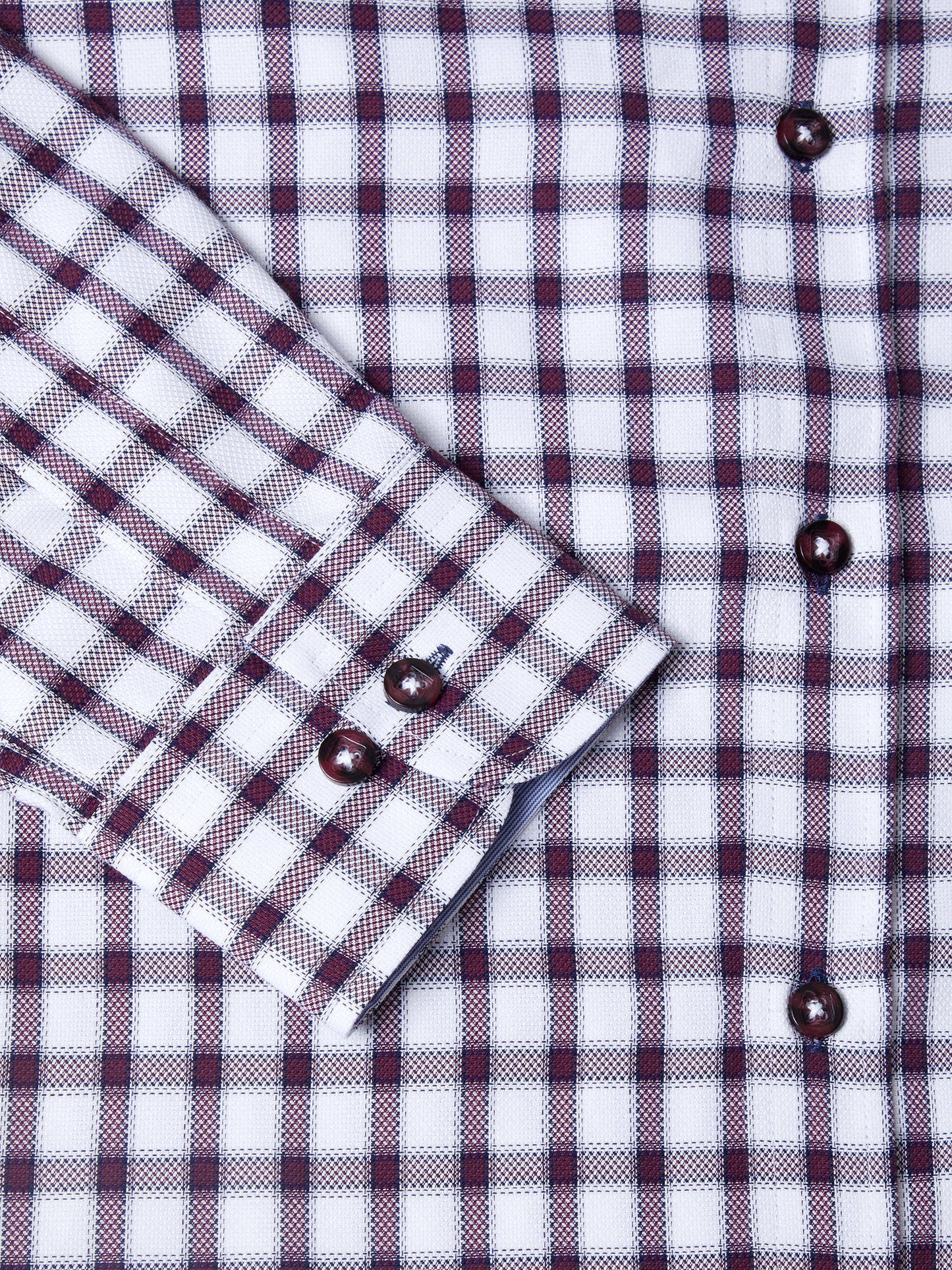 Cotton-Rich Button-Down Long-Sleeve Shirt - Red Check Warm Handle