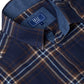 Brushed Cotton Button-Down Long-Sleeve Shirt - Navy and Brown Check