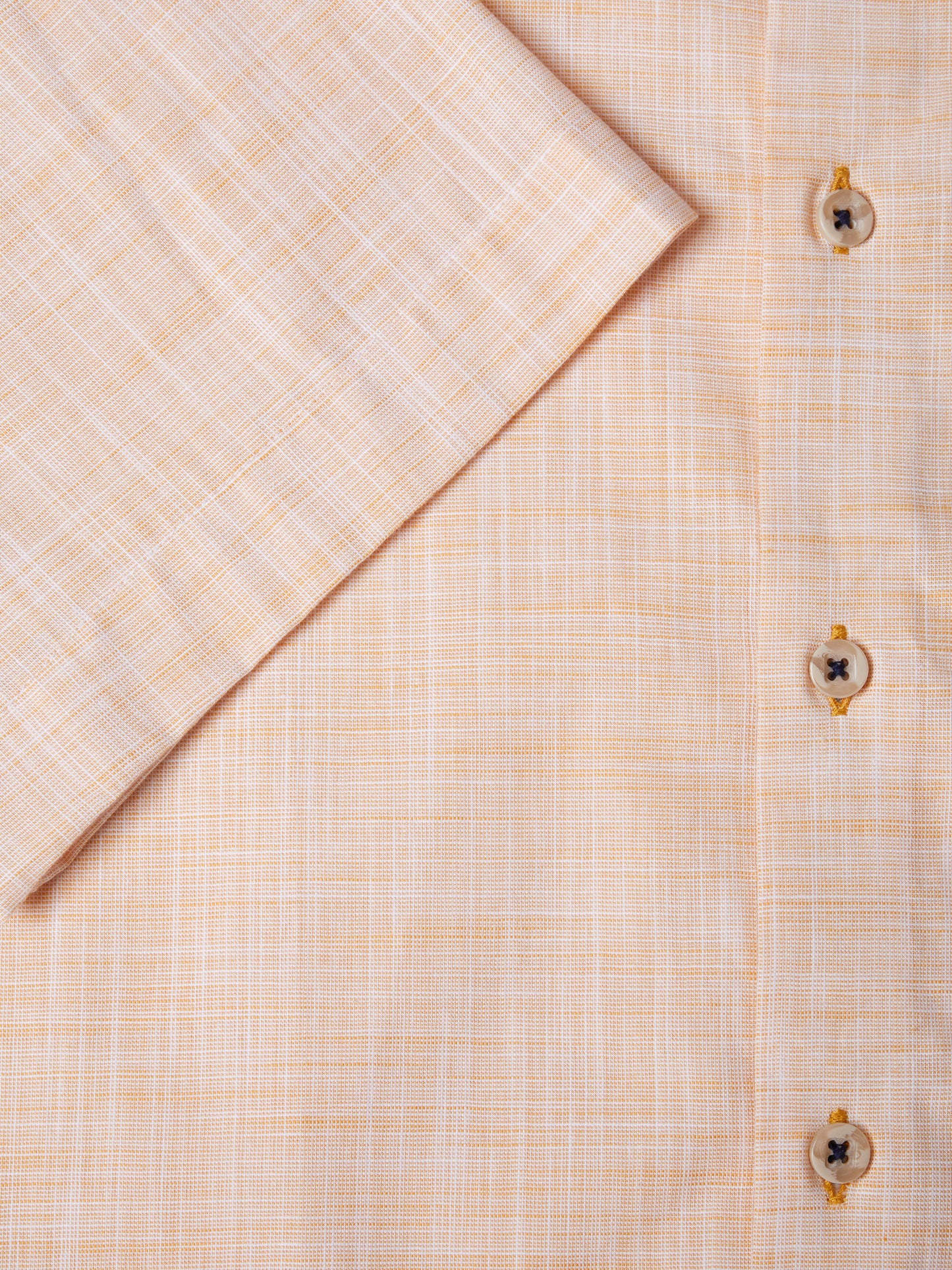 Pure Cotton Short-Sleeve Shirt - Linen-Look Peach