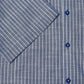 Pure Cotton Button-Down Short-Sleeve Shirt - Blue White Stripe