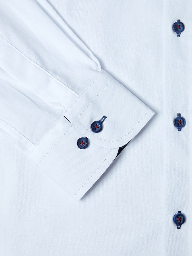 Pure-Cotton Button-Down Long-Sleeve Shirt - White Trick