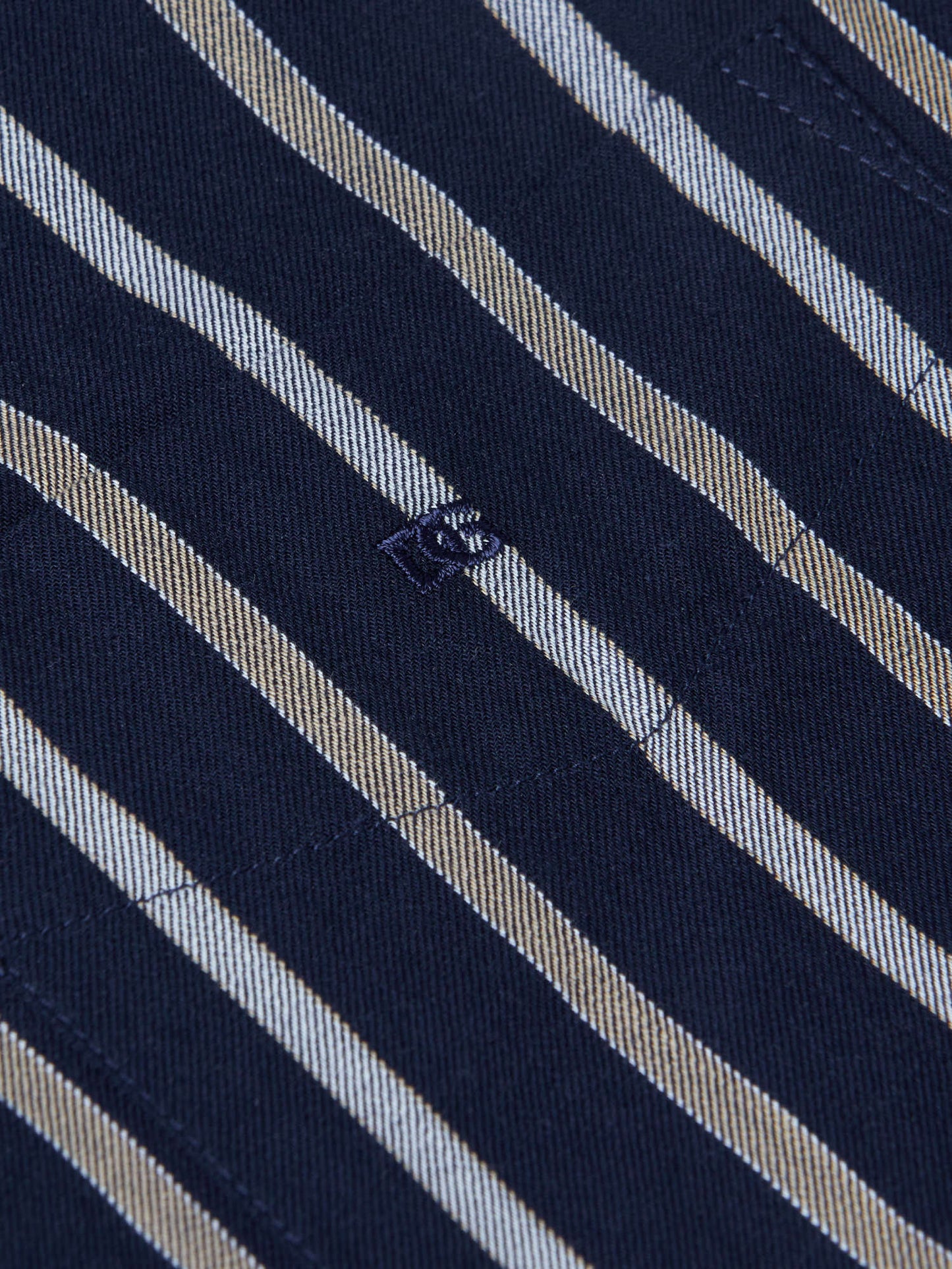 Pure Cotton Button-Down Long-Sleeve Shirt - Navy Stripe