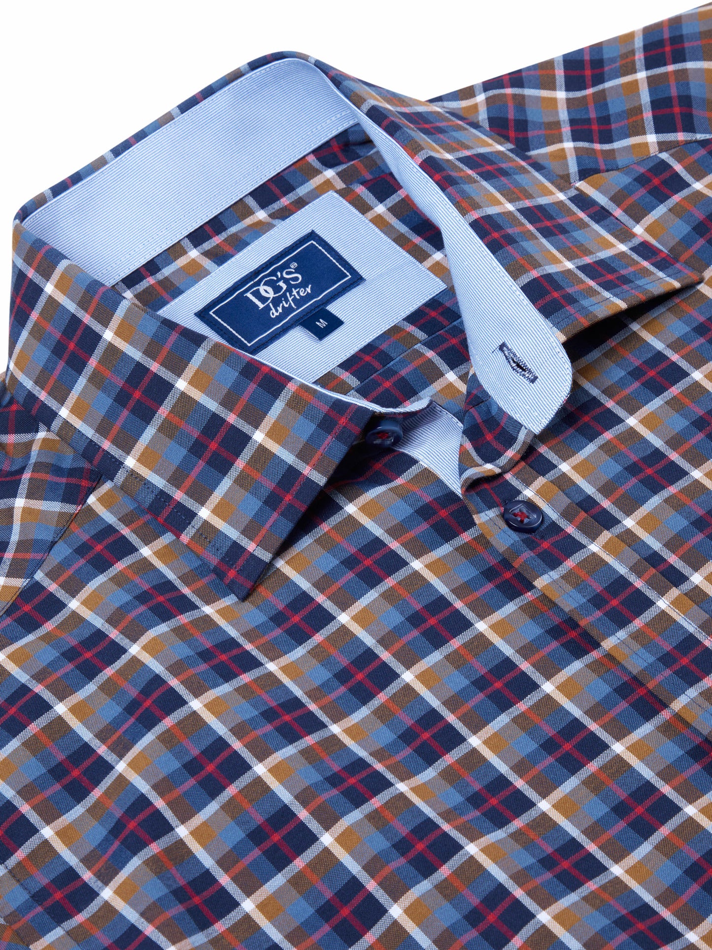 Drifter Cotton Rich Sleeve Shirt - Blue and Tan Check