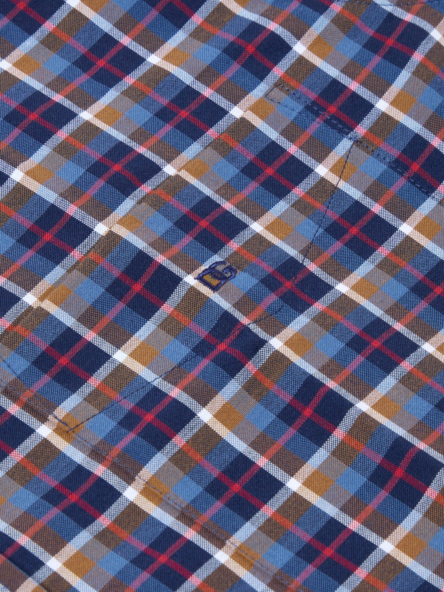 Drifter Cotton Rich Sleeve Shirt - Blue and Tan Check