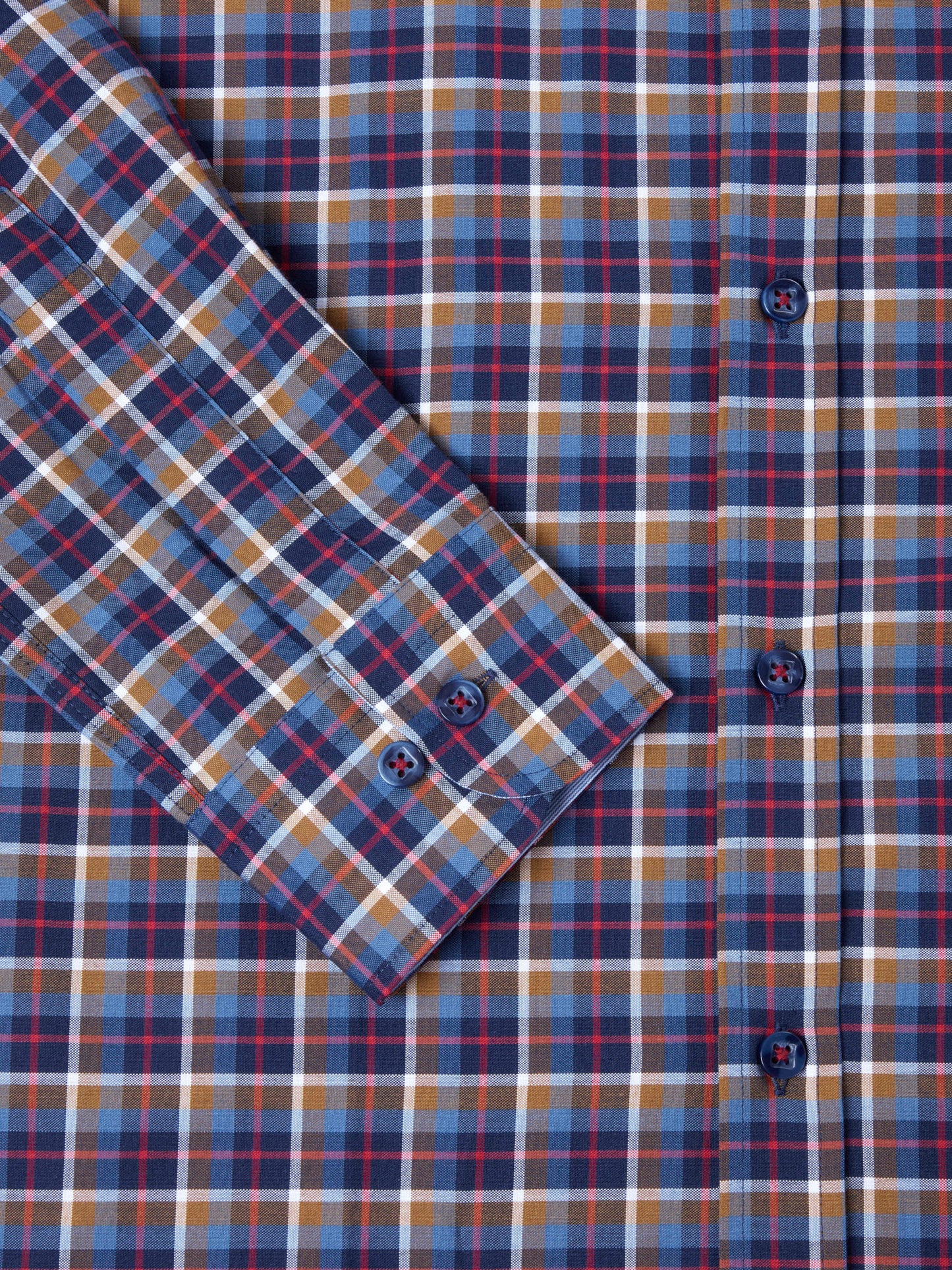 Drifter Cotton Rich Sleeve Shirt - Blue and Tan Check