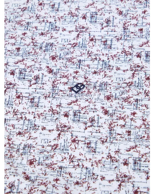 Cotton-Blend Short-Sleeve Shirt - Red Pattern
