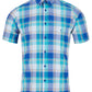Pure Cotton Button-Down Short-Sleeve Shirt - Blue Check II