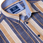 Pure Cotton Button-Down Short-Sleeve Shirt - Tan/ Navy