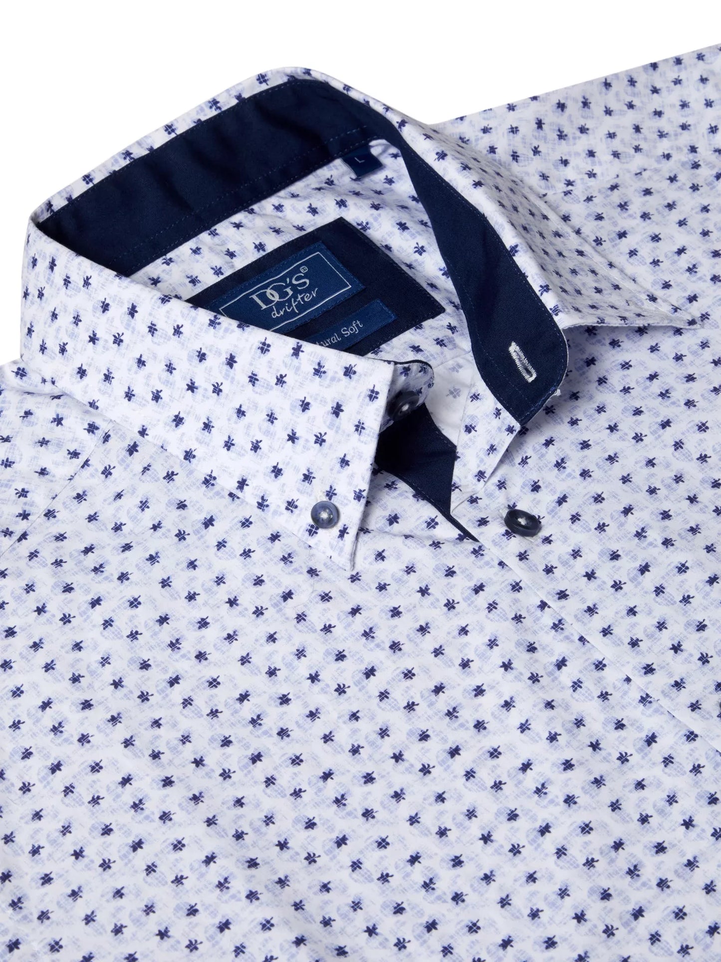IVANO Patterned Short Sleeve Shirt - Blue/ White
