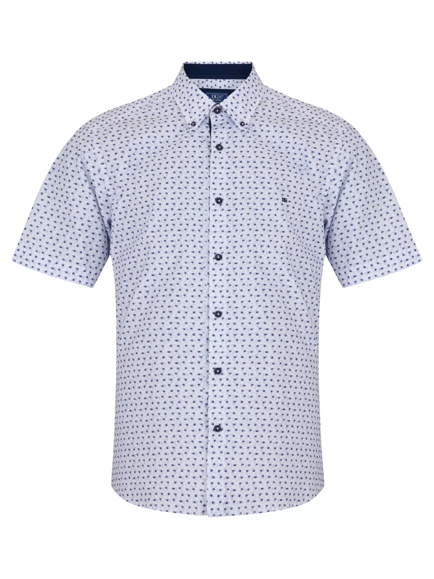 IVANO Patterned Short Sleeve Shirt - Blue/ White