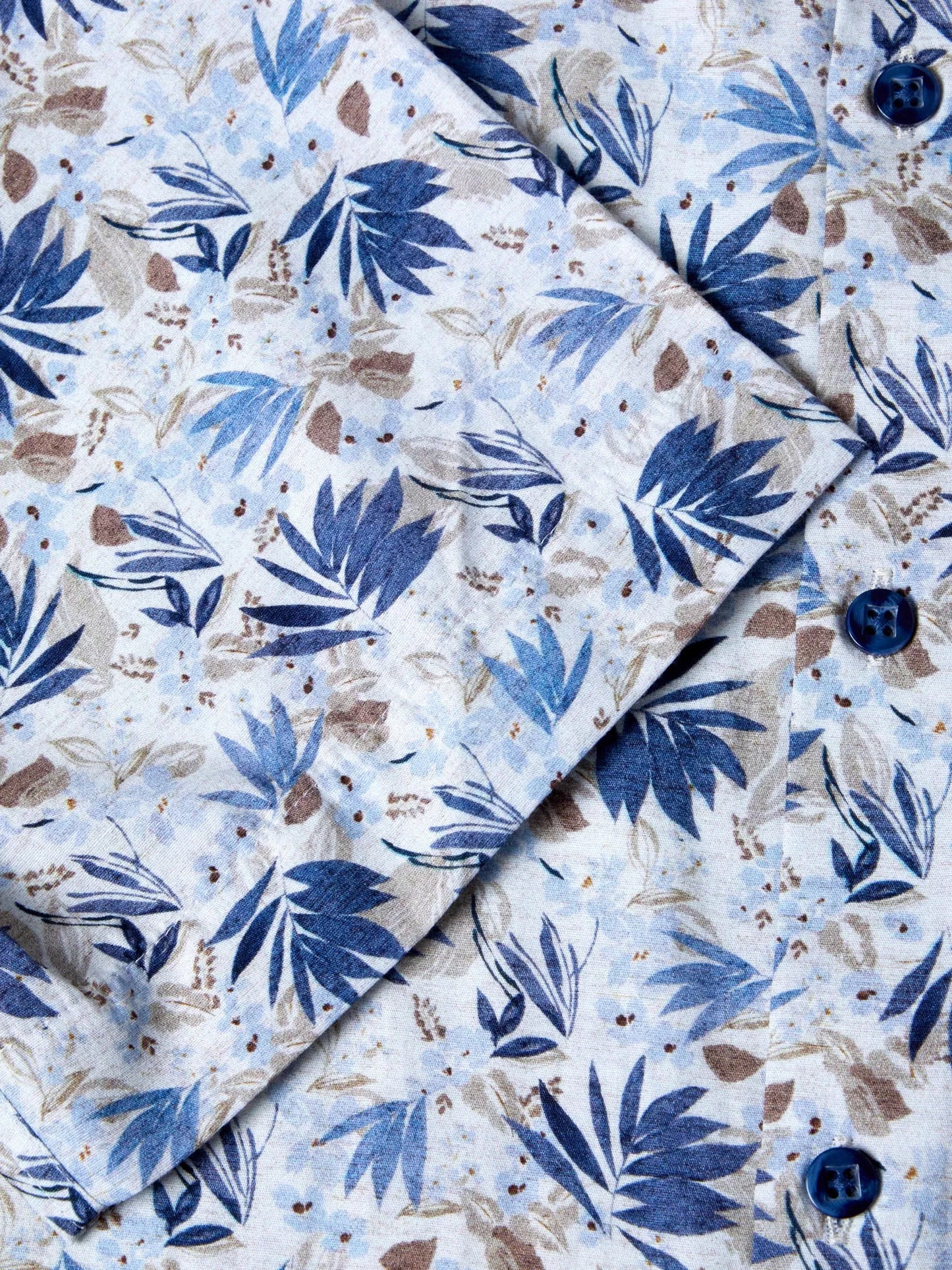 Pure Cotton Short-Sleeve Shirt - Blue Floral